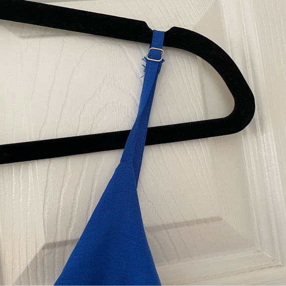 Ruffled Mini Dress Romper - Cobalt Blue - Large - Picture 4 of 10